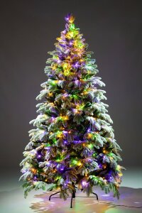 CRYSTAL TREES Искусственная Ель Власта заснеженная с вплетенной гирляндой 180 см