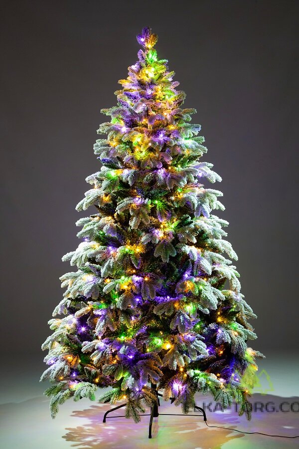 CRYSTAL TREES Искусственная Ель Власта заснеженная с вплетенной гирляндой 240 см