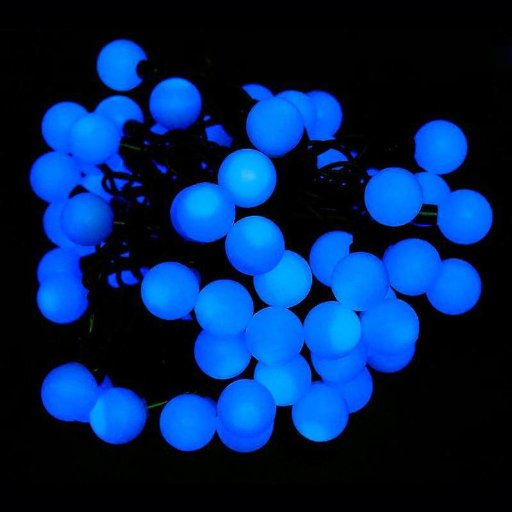 Гирлянда шарики 23 мм нить 100LED, синий 10 метров