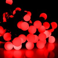 Гирлянда шарики 23 мм нить 100LED, красный 10 метров 