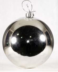 Елочное украшение Шар 8 см серебро пластик 6 шт/уп глянец