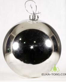 Елочное украшение Шар серебро 20 см пластик 1 шт/уп глянец 
