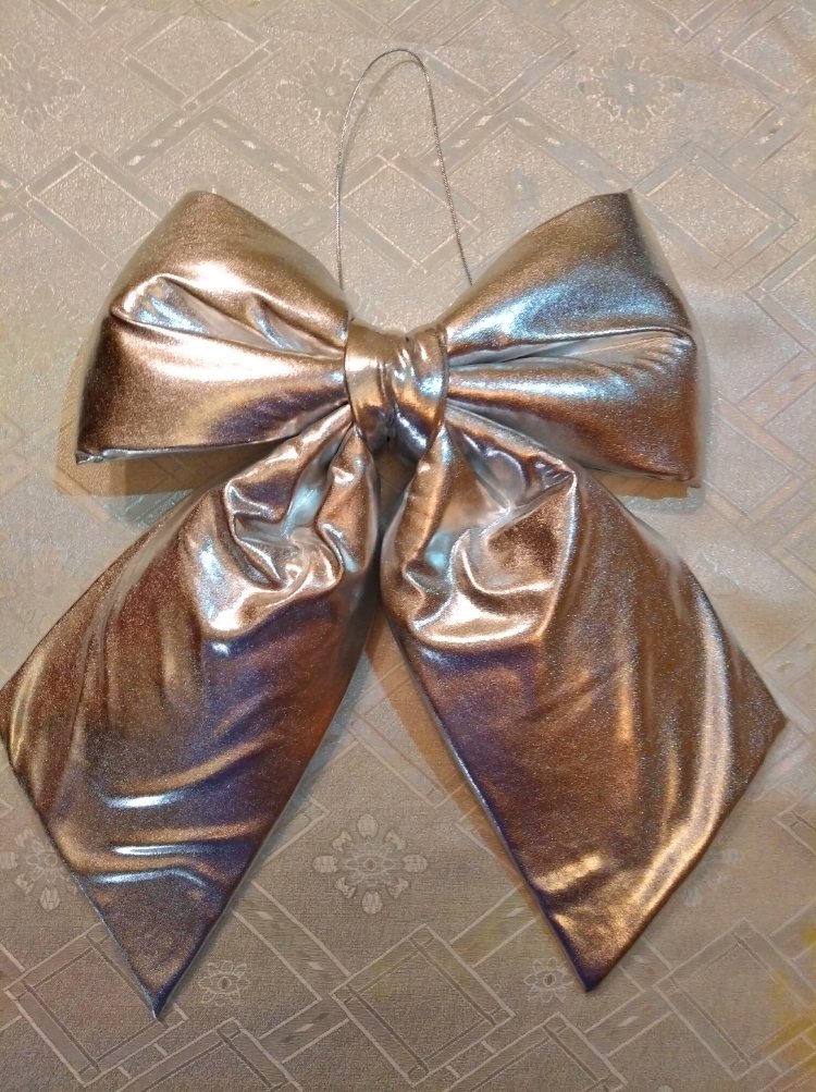 Бант серебро 30 см новогоднее украшение