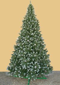 Искусственная елка Империал заснеженная с шишками интерьерная стволовая ПВХ 3-8 м   