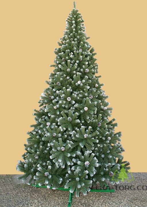 Искусственная елка Империал заснеженная с шишками интерьерная стволовая ПВХ 3-8 м   