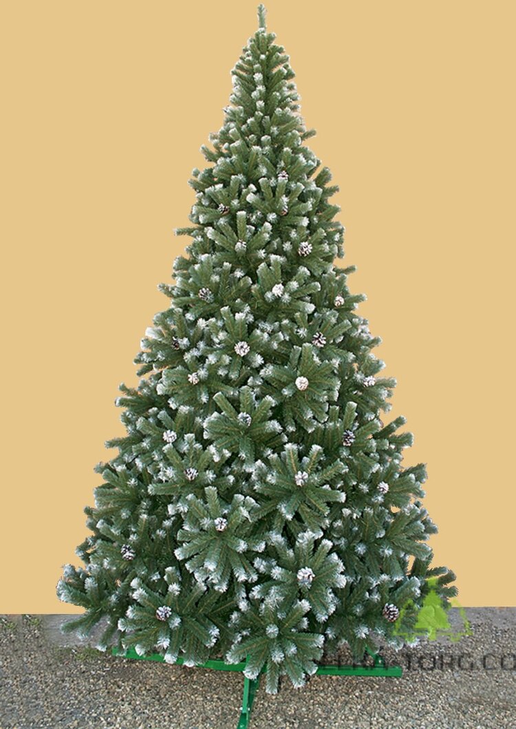 Искусственная елка Империал заснеженная с шишками интерьерная стволовая ПВХ 3-8 м   