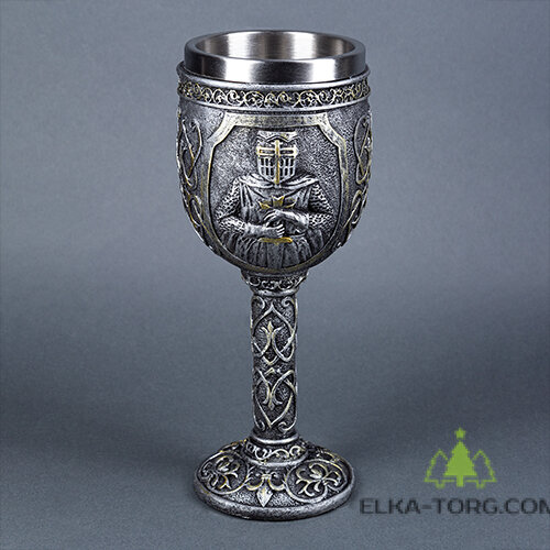 QA-83917 Бокал Рыцарь, нержавеющая сталь/искусственный камень 8*8*19см, 200 мл
