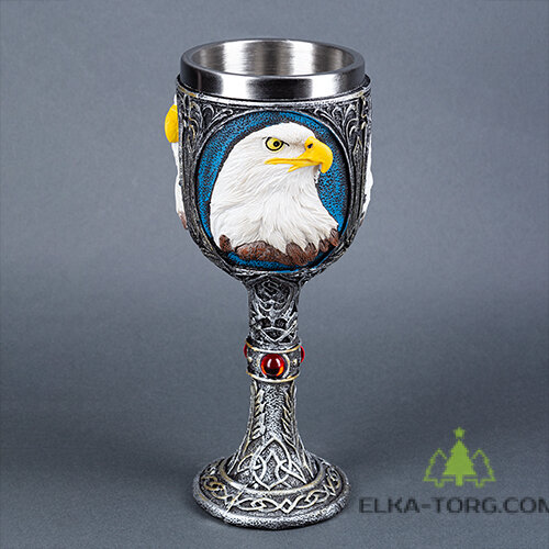 QA-88151 Бокал Орел, нержавеющая сталь/искусственный камень 8*8*19см, 200мл 