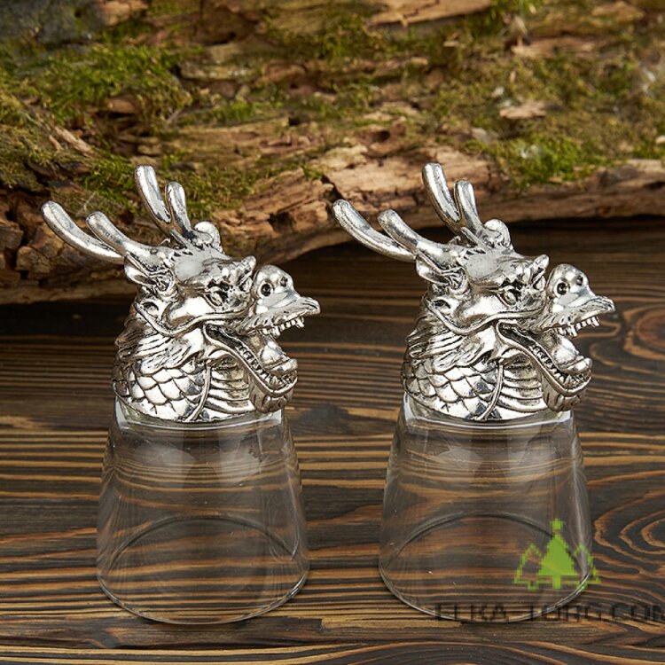 Набор из 2 стопок-перевертышей "Дракон", 18K Silverplated 50мл/стопка