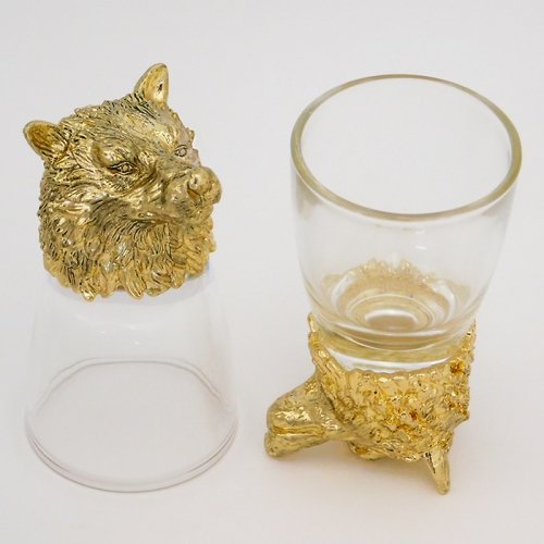 Набор из 2 стопок-перевертышей Волк в золоте