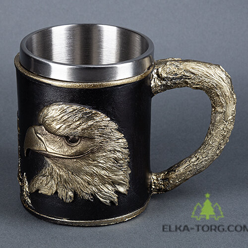  Кружка ОРЕЛ нерж.сталь/искусственный камень 14.5*10*11,2см, 430 мл    