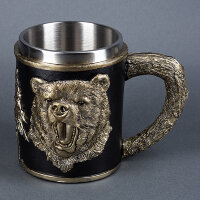  Кружка МЕДВЕДЬ нерж.сталь/искусственный камень 14.5*10*11,2см, 430 мл     