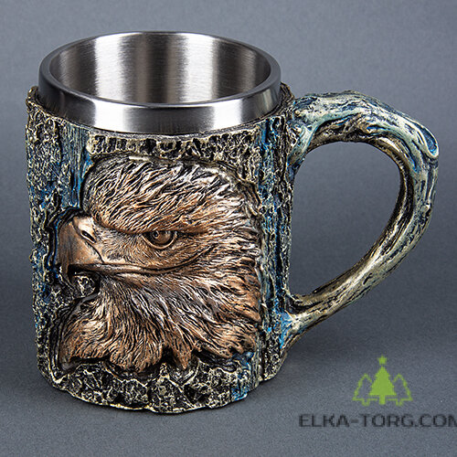  Кружка ОРЕЛ нерж.сталь/искусственный камень 14.5*10*11,2см, 430 мл          