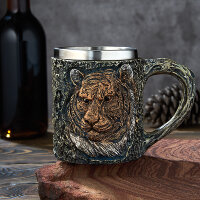 Кружка ТИГР нерж.сталь/искусственный камень 15*10*11,2см, 430 мл              