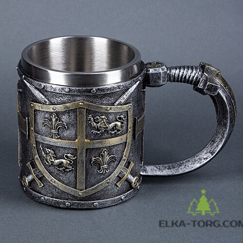 Кружка ГЕРБ нерж.сталь/искусственный камень 17*10*10.8см, 430 мл               