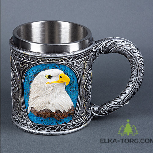  Кружка ОРЕЛ нерж.сталь/искусственный камень 15.4*10.8*10.8см, 430 мл  