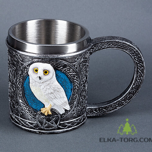 Кружка СОВА нерж.сталь/искусственный камень 15.4*10.8*10.8см, 430 мл
