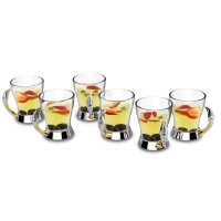 200 мл Набор из 6 чайных стаканчиков "Малайка" с металлической ручкой
