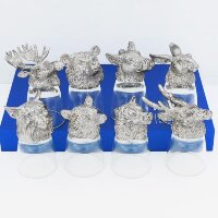 Набор из 8-ми стопок &quot;Дикие звери&quot; (18K Silverplated), 50мл/стопка