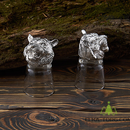 R-95006 Набор из 2 стопок-перевертышей Тигр Silverplated