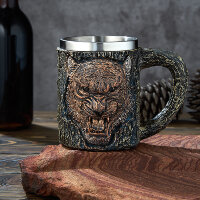  Кружка ТИГР нерж.сталь/искусственный камень 15*10*11,5см, 430 мл 