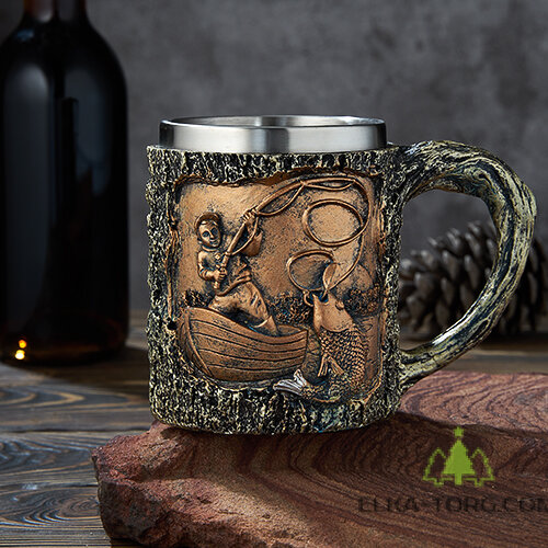  Кружка РЫБАК нерж.сталь/искусственный камень 15*10*11,5см, 430 мл