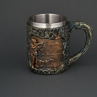  Кружка ОХОТНИК нерж.сталь/искусственный камень 15*10*11,5см, 430 мл 