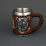 Кружка БУРЫЙ МЕДВЕДЬ нерж.сталь/искусственный камень 15*10*11,5см, 430 мл