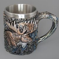  Кружка ЛОСЬ нерж.сталь/искусственный камень 14.5*10*11,2см, 430 мл 