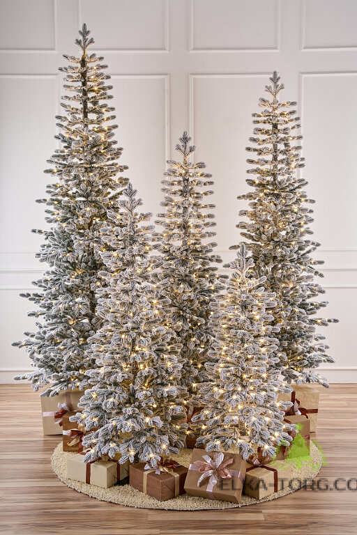 Ель с лампочками заснеженная Тикко 2.2 м  