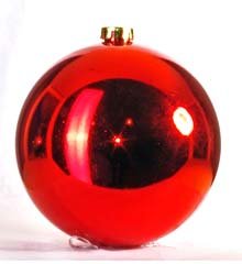 Елочное украшение Шар 8 см красный пластик 6 шт/уп глянец 